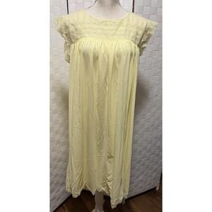 Vintage Vanity Fair Yellow Chiffon Night Dress Intimates Women’s Medium Sheer